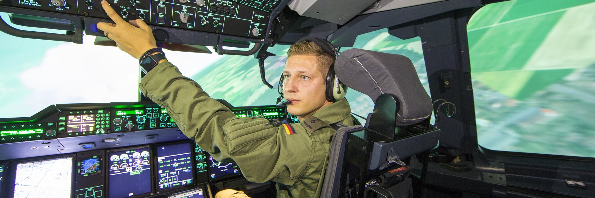 Mann im Cockpit