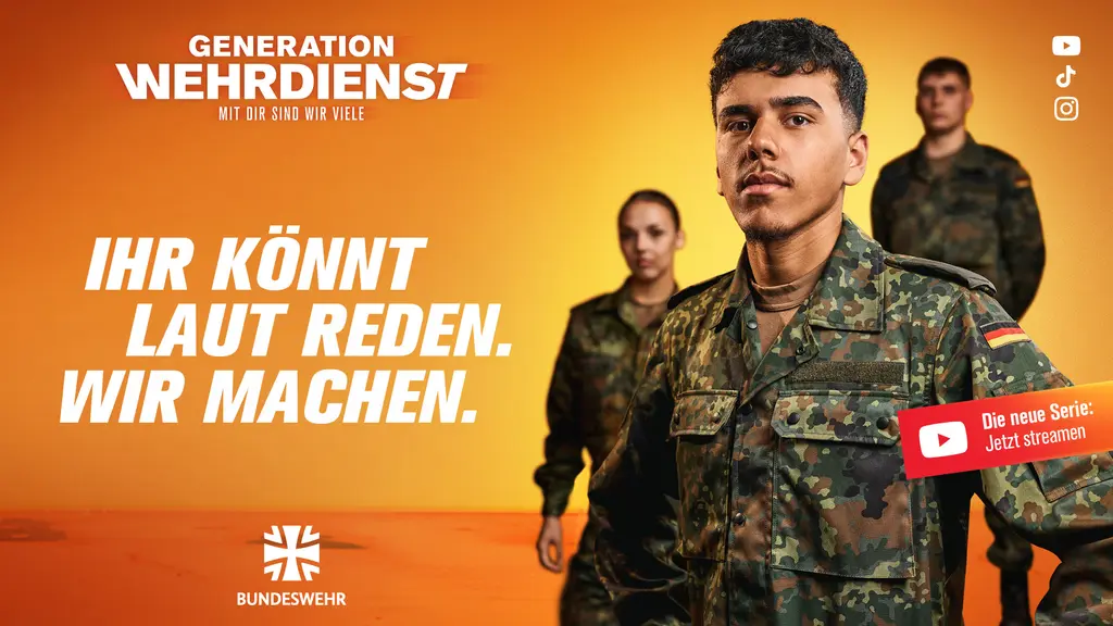 Kampagnenplakat mit dem Schriftzug "Ihr könnt laut reden. Wir machen."