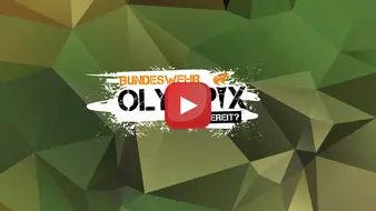 Tarnmuster mit dem Schriftzug Bundeswehr Olympix und einem Playbutton