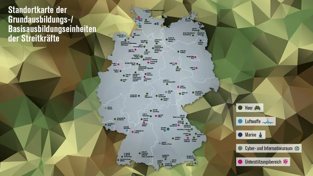Standortkarte der Ausbildungseinheiten der Streitkräfte