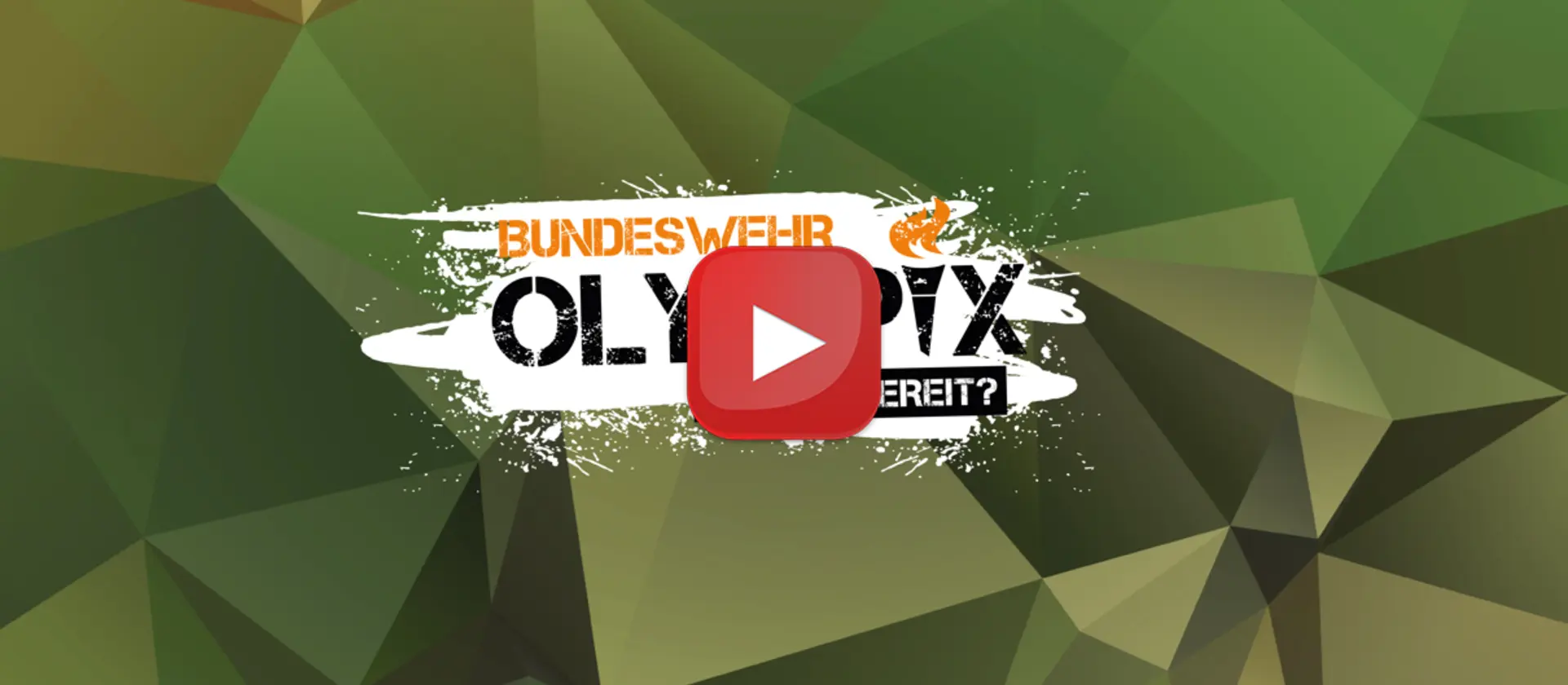 Tarnmuster mit dem Schriftzug Bundeswehr Olympix und einem Playbutton