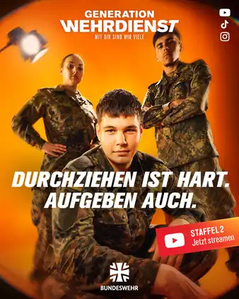 Kampagnenplakat mit dem Schriftzug "Durchziehen ist hart. Aufgeben auch."