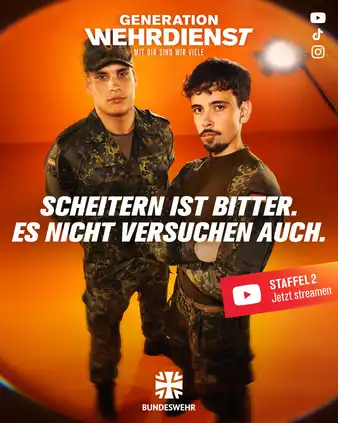 Kampagnenplakat mit dem Schriftzug "Scheitern ist bitter. Es nicht versuchen auch."